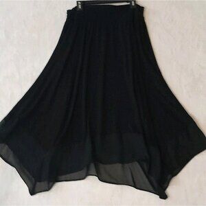 Vtg Womens Whimsigoth Fairy Grunge Stretch Flowy Chiffon Hem Midi Skirt Large